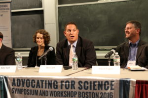 Kate Stoll, Ben Corb and Adam Fegan speaking as part of the panel. Picture by Alina Chan.